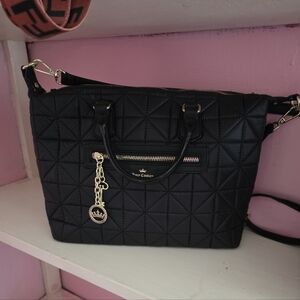 Juicy Couture Black Diamond Quilted Satchel with Gold Charms & Gold Hardware
